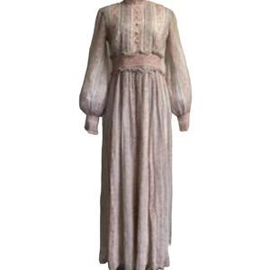 Vintage 1970s pastel pink maxi dress smocked waist size XS boho y2k